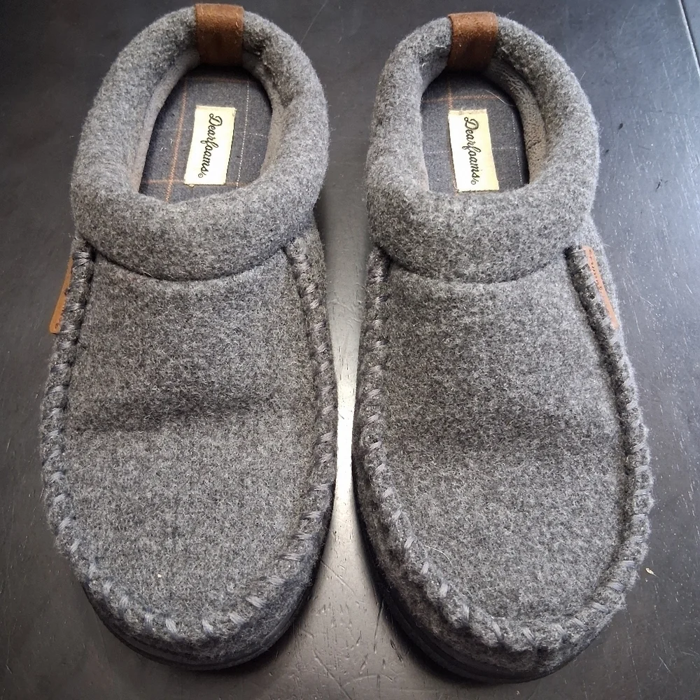 Dearfoams Grey Memory Foam Men's Slippers Size 7